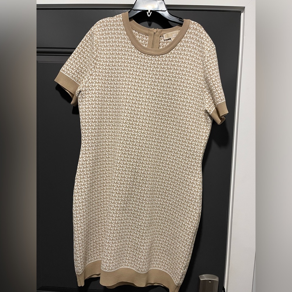Michael Kors Tan Signature Print Bodycon Dress